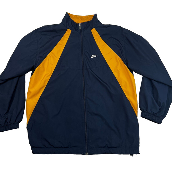 Nike Windbreaker Track Jacket Mens XXL Blue Gold Sports Running Warm Up - Picture 2 of 11